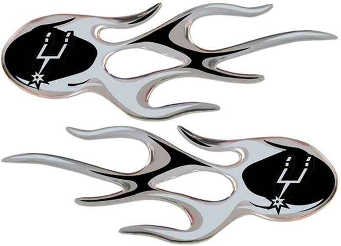 San Antonio Spurs 2-Pack Drip Molded Plastic Raised Flame Flames Decal Emblem Sticker Basketball