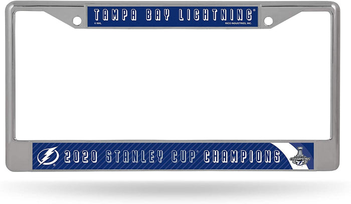 Tampa Bay Lightning 2020 Champions Metal License Plate Frame Chrome Tag Cover 6x12 Inch