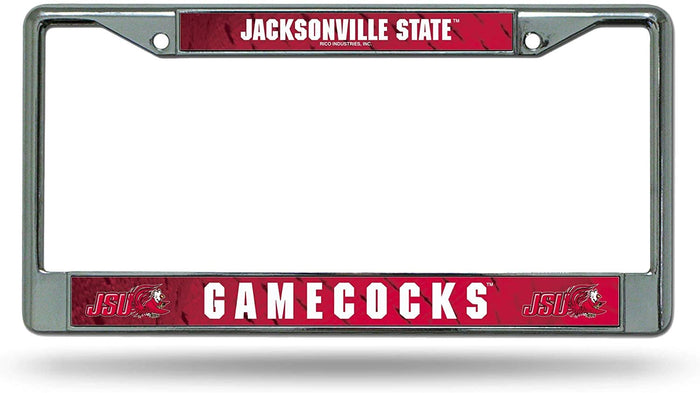Jacksonville State University Gamecocks Premium Metal License Plate Frame Chrome Tag Cover, 12x6 Inch