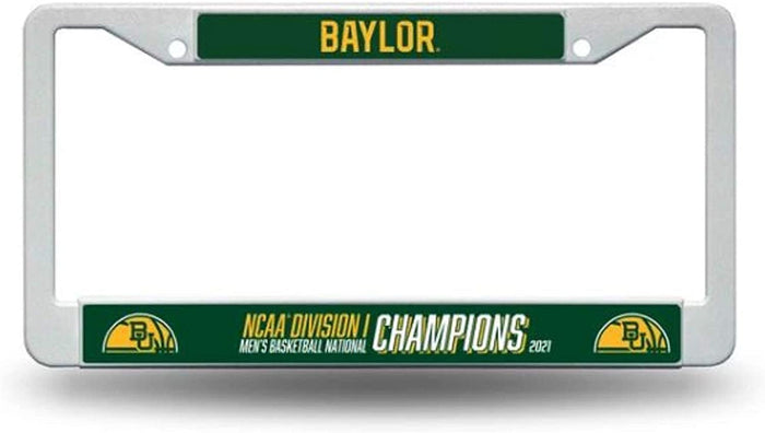 Baylor University Bears 2021 Champions License Plate Frame Tag Cover, White Plastic