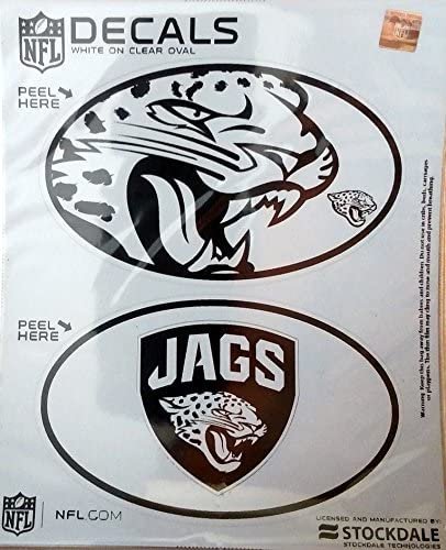 Jacksonville Jaguars Official 2 Pack White Clear Euro Decal Sticker Set