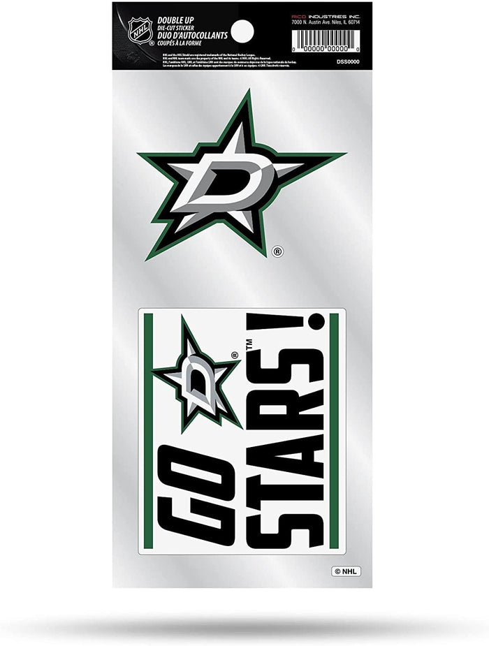 Dallas Stars 2-Piece Double Up Die Cut Sticker Decal Sheet, 4x8 Inch