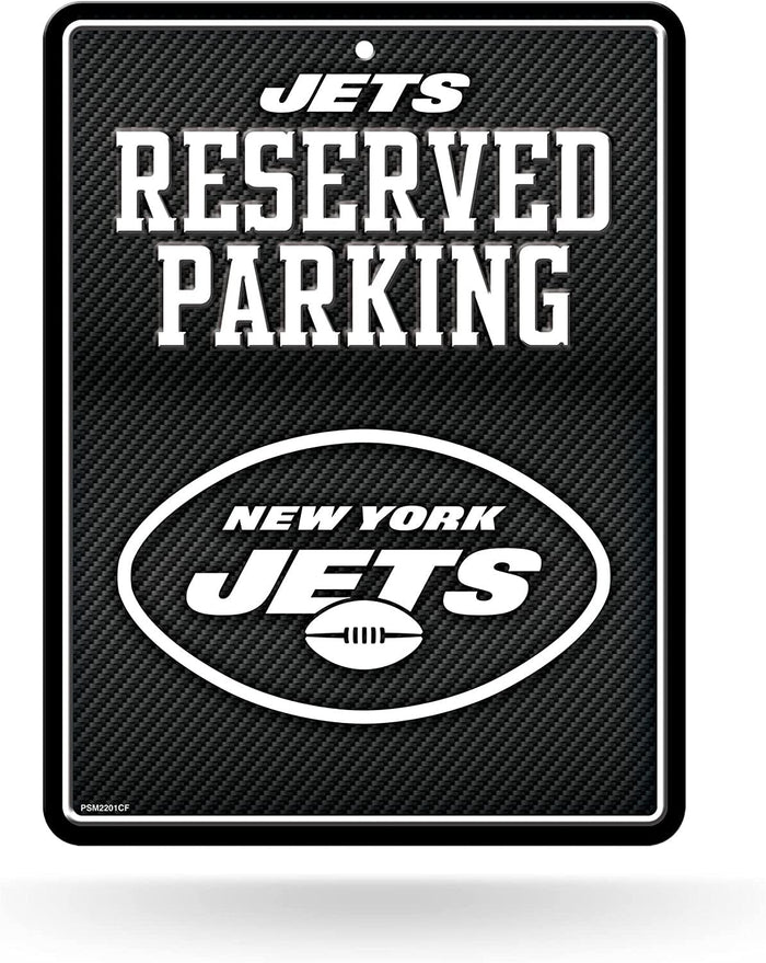 New York Jets Metal Parking Novelty Wall Sign 8.5 x 11 Inch Carbon Fiber Design