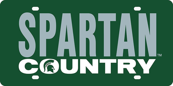 Michigan State University Spartans Premium Laser Cut Tag License Plate, Country, Mirrored Acrylic Inlaid, 6x12 Inch