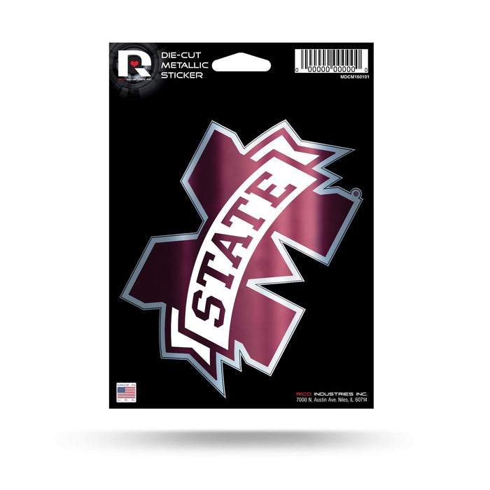 Mississippi State University Bulldogs 5 Inch Die Cut Flat Vinyl Decal Sticker Chrome Metallic Shimmer Design Adhesive Backing