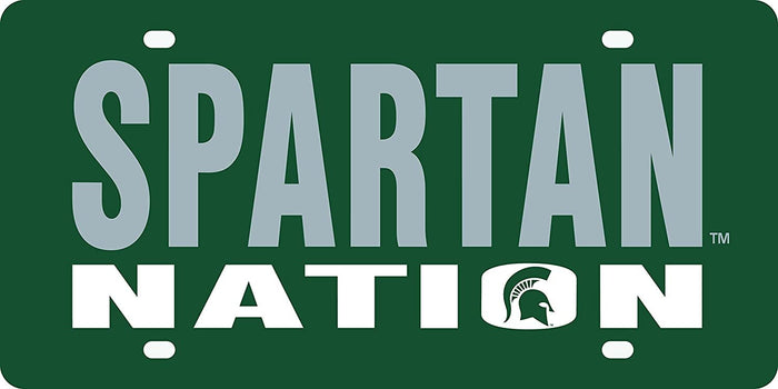 Michigan State Spartans Laser Tag Mirrored Acrylic License Plate 6x12 Inch