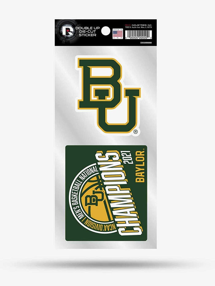 Baylor University Bears 2020-2021 Basketball National Champions Sticker Decal Sheet 2-Piece, 4 Inch Double Up
