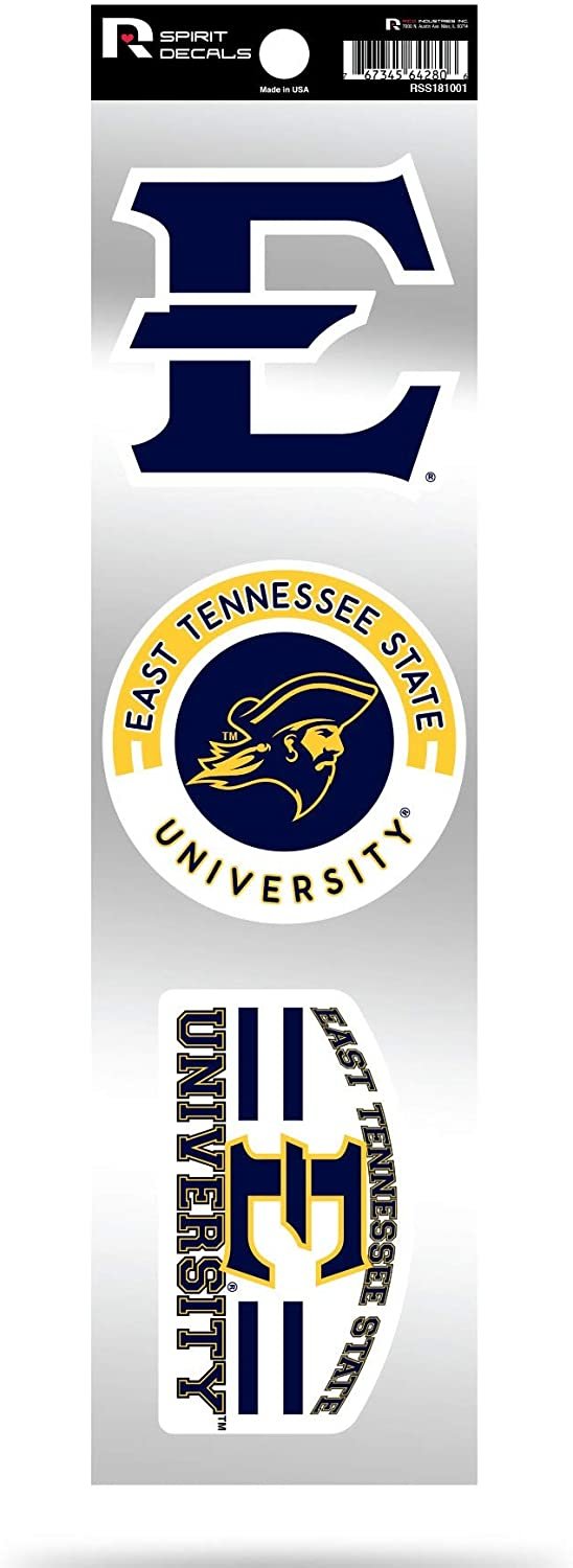 East Tennessee State Buccaneers ETSU Triple Retro Throwback Spirit Decals Flat Vinyl Auto Home Sticker Sheet University of