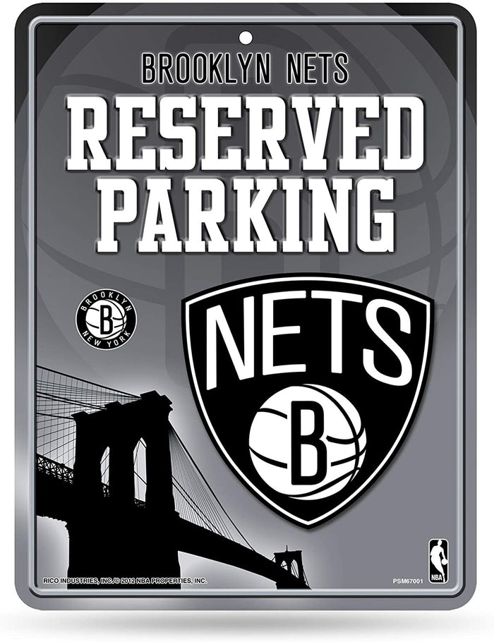 Brooklyn Nets Premium Metal Wall Parking Sign, 8.5x11 Inch, Primary Design, Great for Man Cave, Bed Room, Office, Home Decor