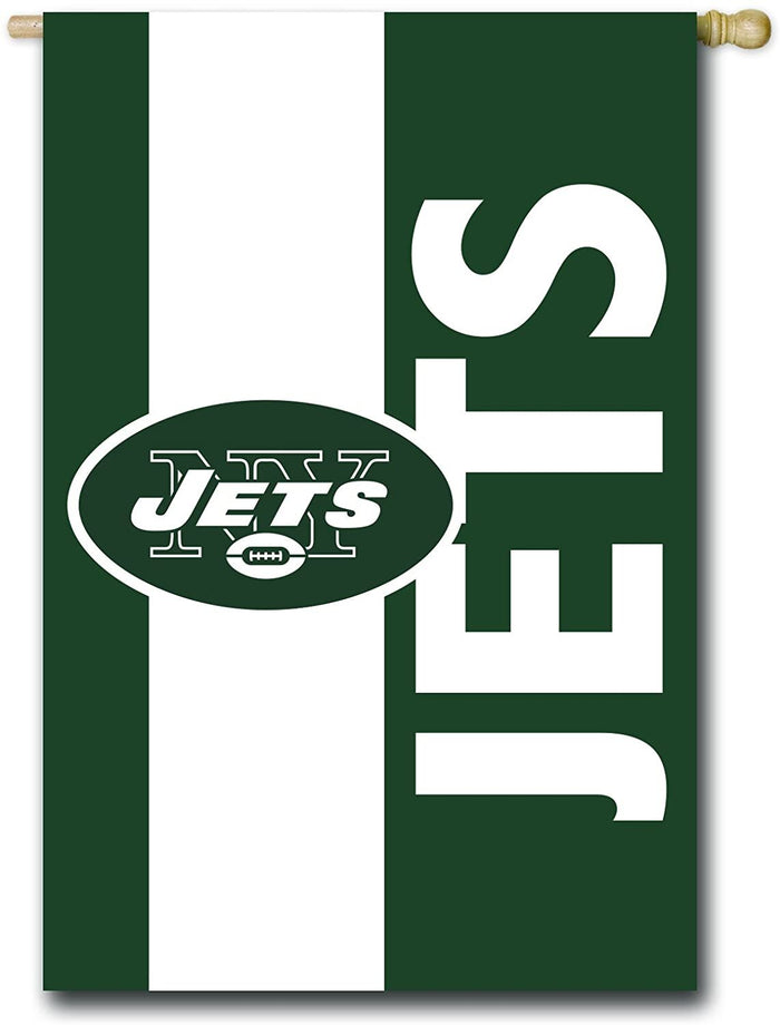 New York Jets Premium Double Sided Banner House Flag, Embellished Applique, 28x44 Inch