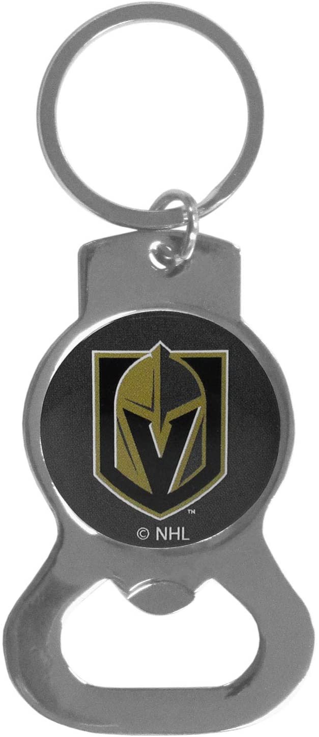 Vegas Golden Knights Metal Bottle Opener Keychain with Silver Team Logo