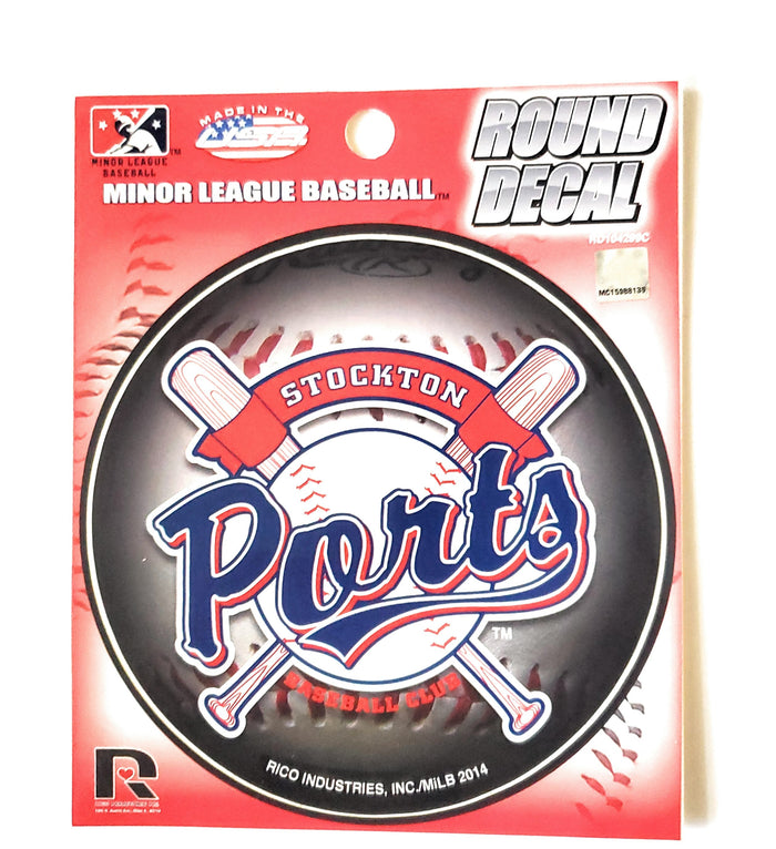 Stockton Ports 4" Round Vinyl Auto Home Bumper Emblem Baseball Minor League