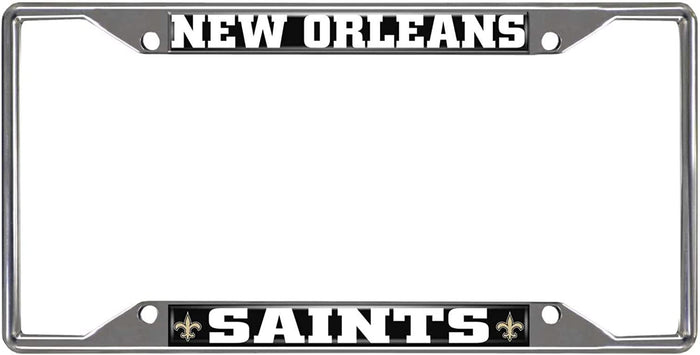 New Orleans Saints Metal License Plate Frame Chrome Tag Cover 6x12 Inch