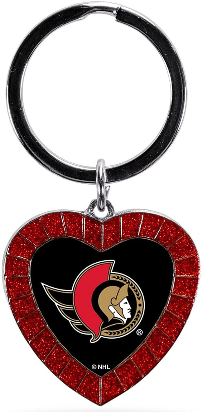 Ottawa Senators Keychain Rhinestone Heart Decal Emblem Team Color Hockey