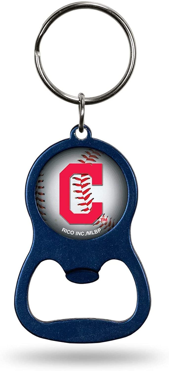 Cleveland Indians Guardians Premium Solid Metal Bottle Opener Keychain, Key Ring, Team Color