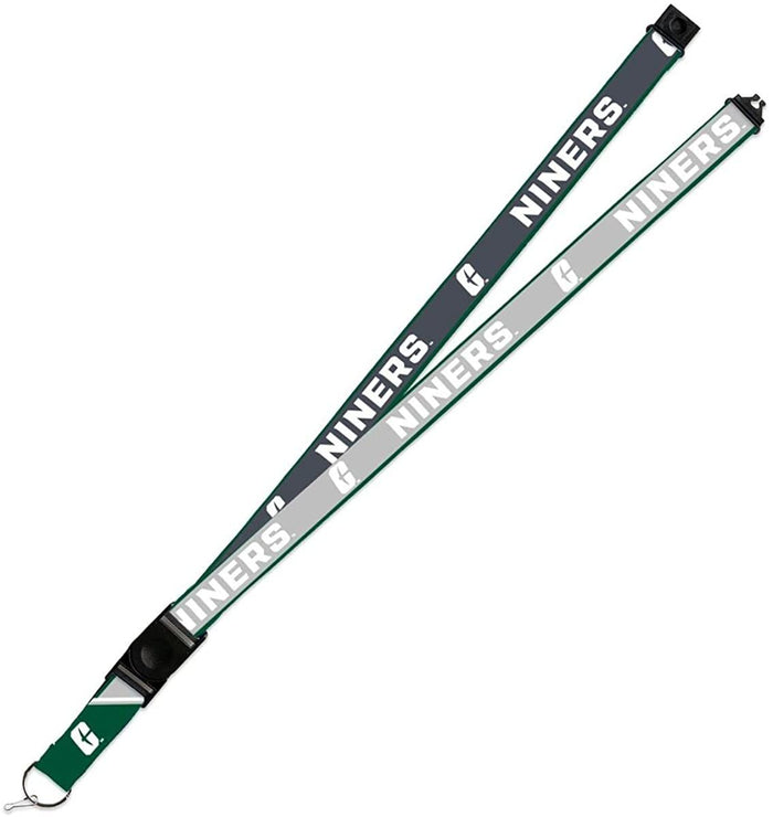 North Carolina Charlotte 49ers Lanyard Keychain 2-sided Breakaway Clip GRAY University of