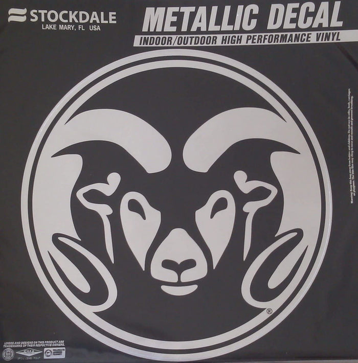 Colorado State University Rams 6 Inch Decal Sticker, Metallic Chrome Shimmer Design