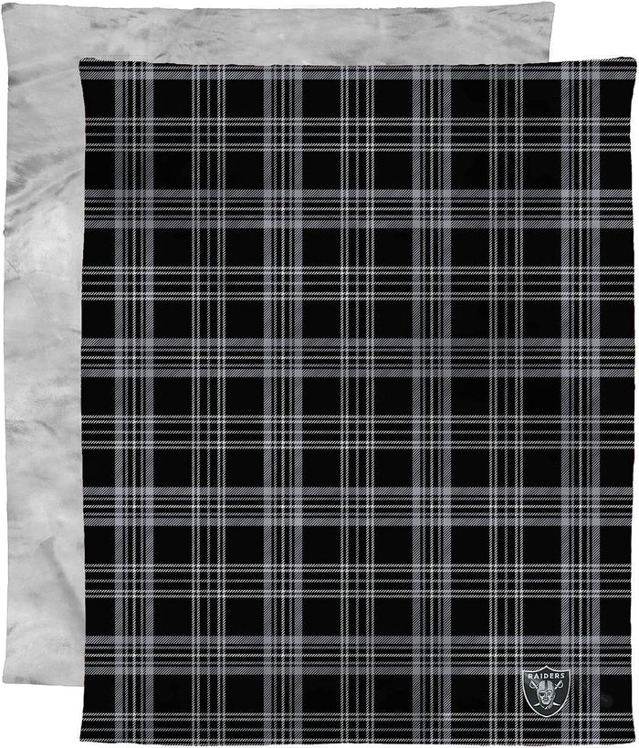 Las Vegas Raiders Throw Blanket, Micro Mink Plush Fleece with Faux Fur Reverse, 48x60 Inch