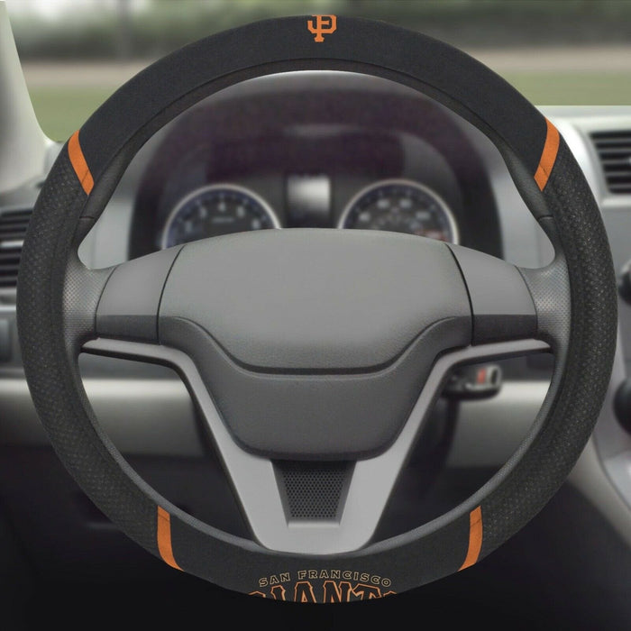 San Francisco Giants Steering Wheel Cover Premium Embroidered Black 15 Inch