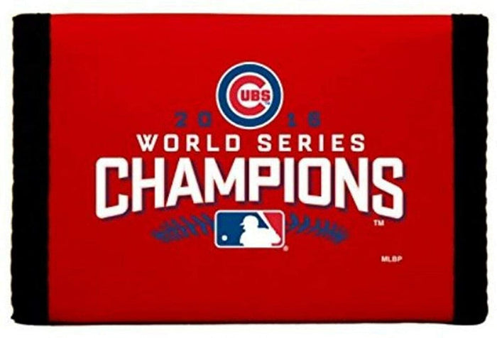 Chicago Cubs Wallet, 2016 Champions, Nylon Trifold Printed with Hook & Loop Closure, World Series