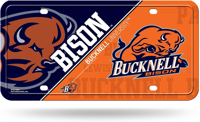 Bucknell University Bison Metal Auto Tag License Plate, Split Design, 6x12 Inch