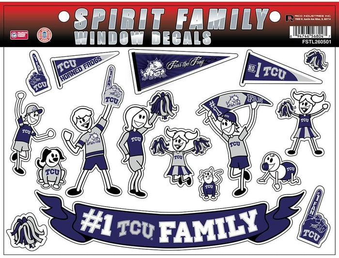 Texas Christian University Horned Frogs TCU Family Decals Sheet, 8x11 Inch