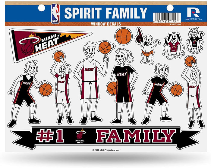 Miami Heat Family Decal Sticker Sheet Set, 8x11 Inch