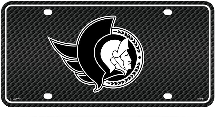 Ottawa Senators Metal Auto Tag License Plate, Carbon Fiber Design, 6x12 Inch