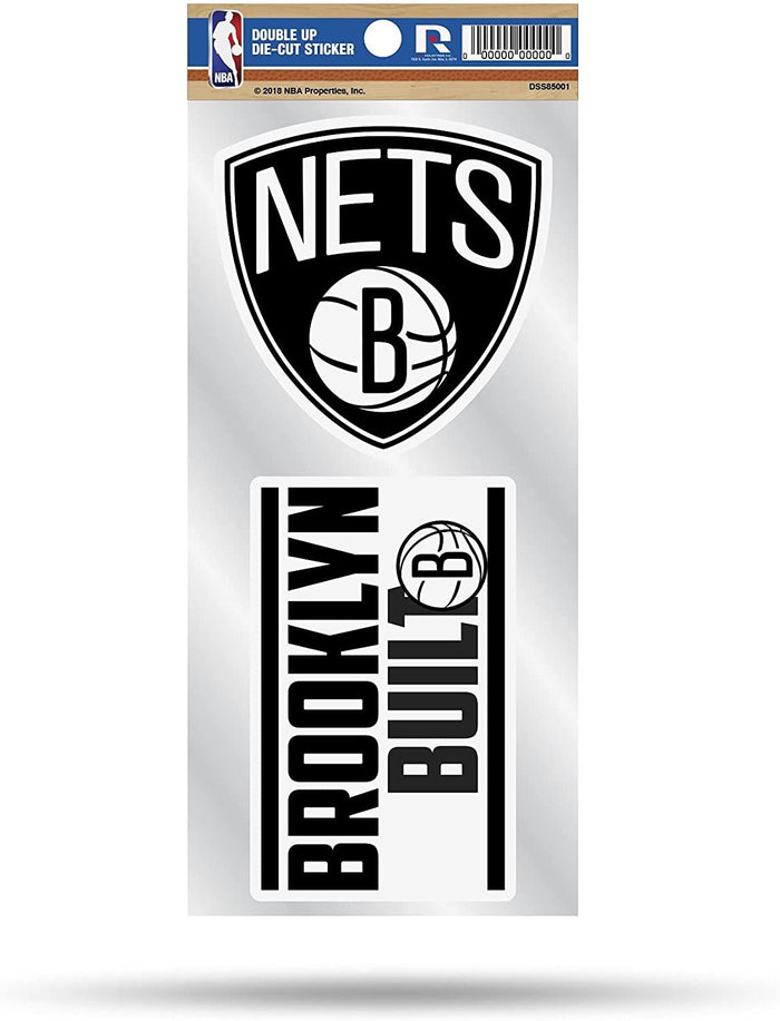 Brooklyn Nets 2-Piece Double Up Die Cut Sticker Decal Sheet, 4x8 Inch