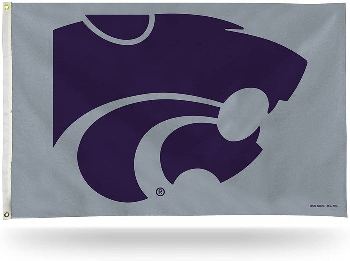 Kansas State University Wildcats Premium 3x5 Feet Flag Banner, Gray Design, Metal Grommets, Outdoor Use, Single Sided