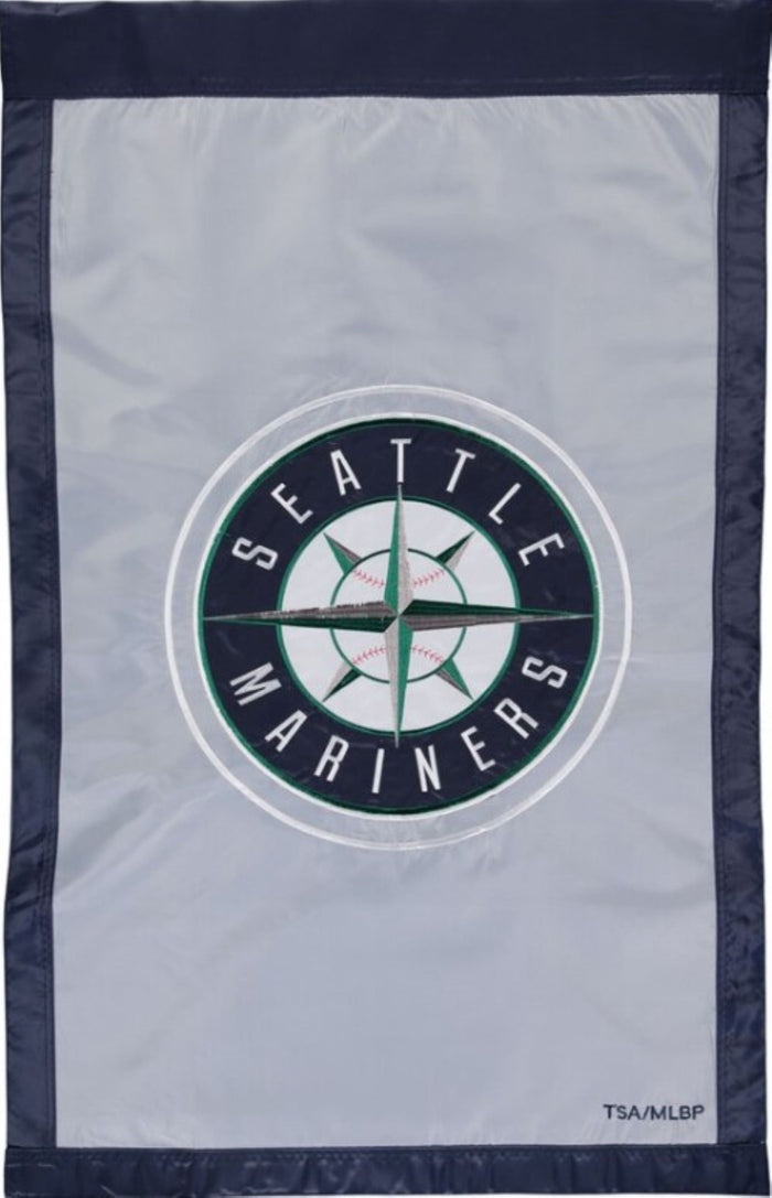 Seattle Mariners Premium Double Sided House Flag Banner, Applique Embroidered, 28x44 Inch