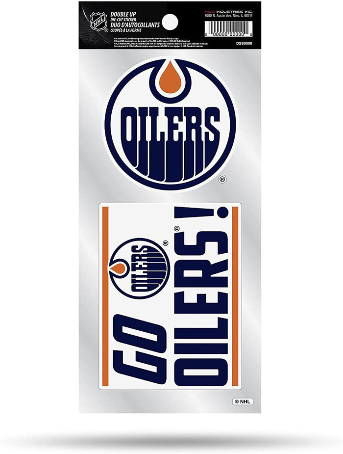 Edmonton Oilers 2-Piece Double Up Die Cut Sticker Decal Sheet, 4x8 Inch