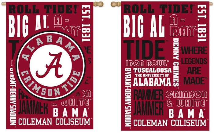 University of Alabama Crimson Tide Fan Premium Double Sided Banner Flag, Fan Rules Design, 28 x 44 Inches
