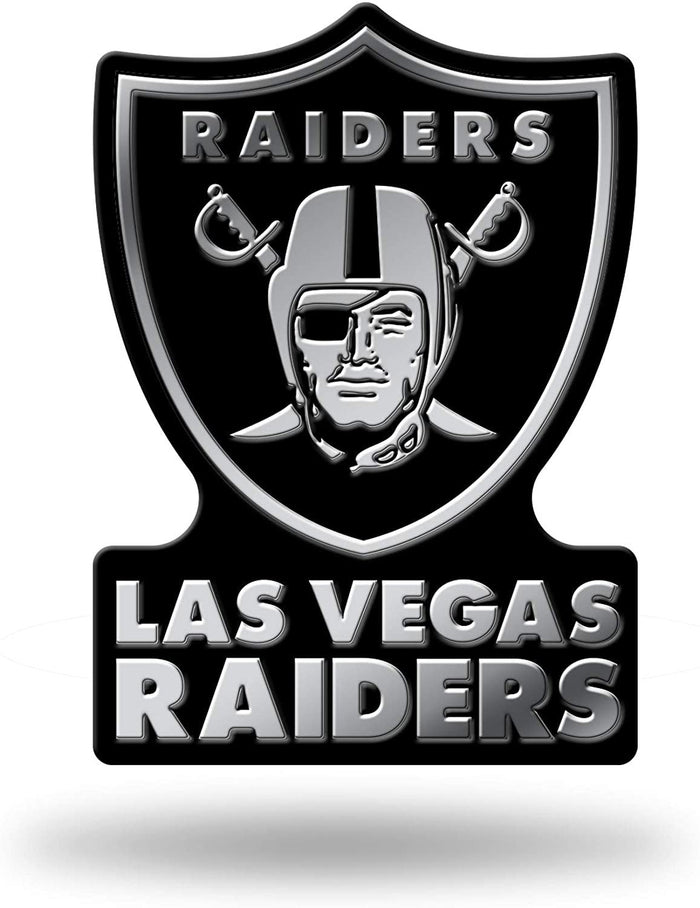 Las Vegas Raiders Auto Emblem, Silver Chrome Color, Raised Molded Plastic, 3.5 Inch, Adhesive Tape Backing