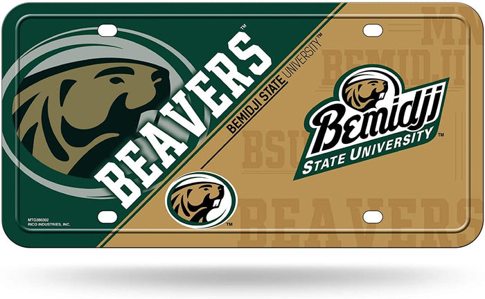 Bemidji State University Beavers Metal Auto Tag License Plate, Split Design, 6x12 Inch