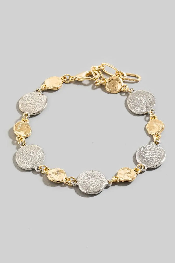 Metallic Hammered Coins Chain Bracelet by Boutique 23