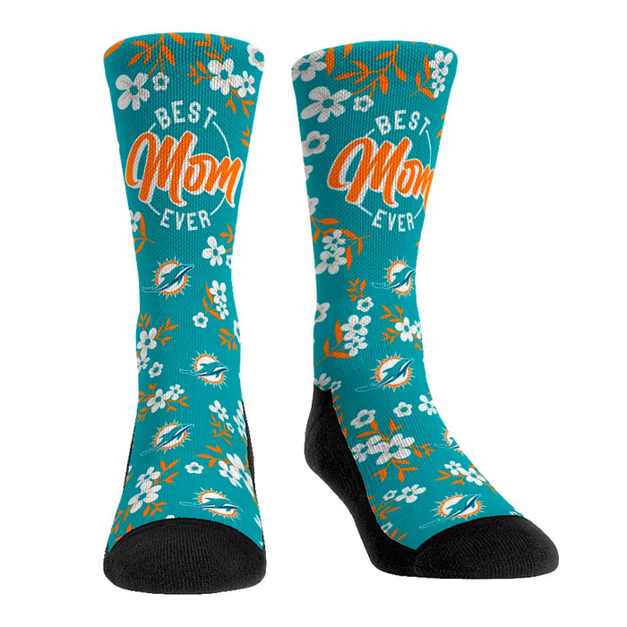 Miami Dolphins - Best Mom Floral by Rock 'Em Socks