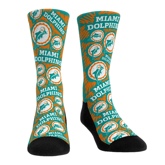 Miami Dolphins - Throwback Logo Sketch by Rock 'Em Socks
