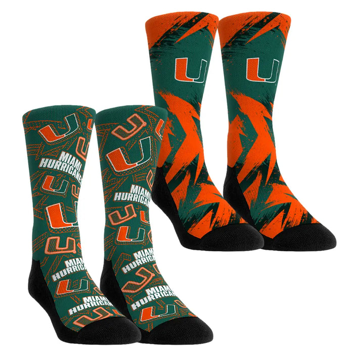 Miami Hurricanes - Game Day 2-Pack by Rock 'Em Socks