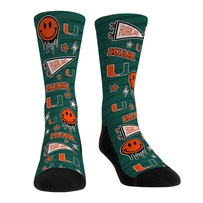 Miami Hurricanes - Smiley Stickers by Rock 'Em Socks