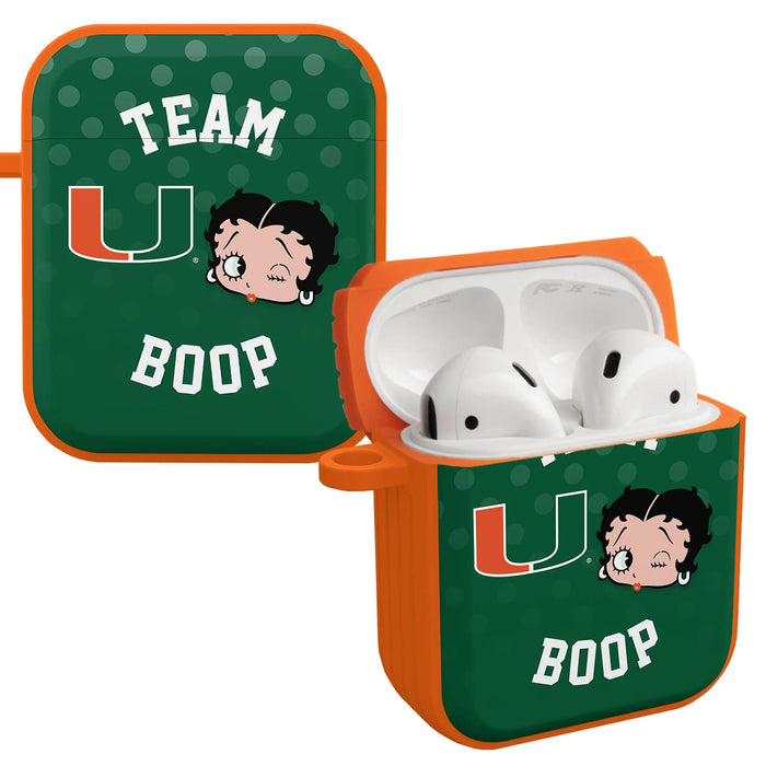 Miami Hurricanes X Betty Boop HDX Apple AirPods Gen 1 & 2 Case Cover by Affinity Bands