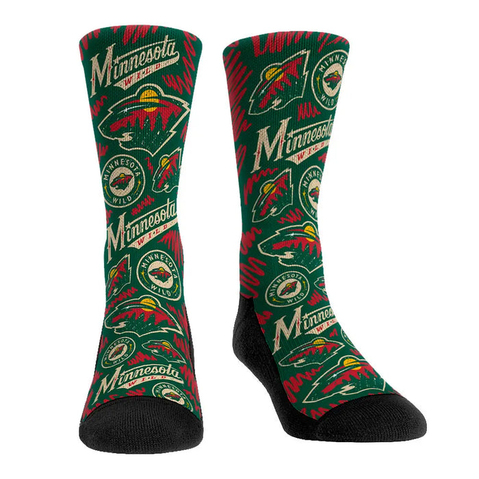 Minnesota Wild - Logo Sketch by Rock 'Em Socks