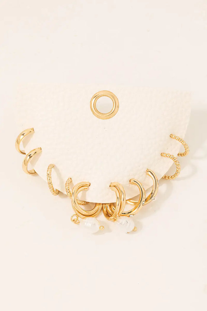Mixed Metallic Hoop Earrings Set: Gold by Boutique 23