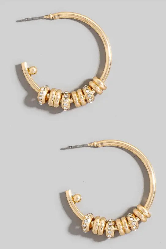 Mixed Pearl Stud Ring Charms Hoop Earrings by Boutique 23