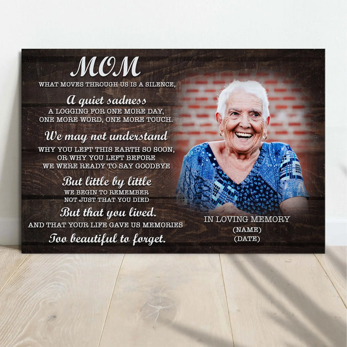 Mom, You're Too Beautiful To Forget Happy Mother's Day Sign by Tailored Canvases