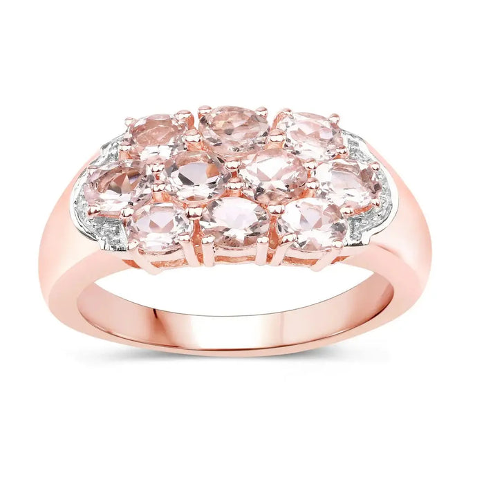 Morganite Cluster Rose Gold Ring by Fine Color Jewels