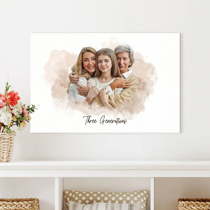 Mother's Day Watercolor Family Portrait Sign by Tailored Canvases
