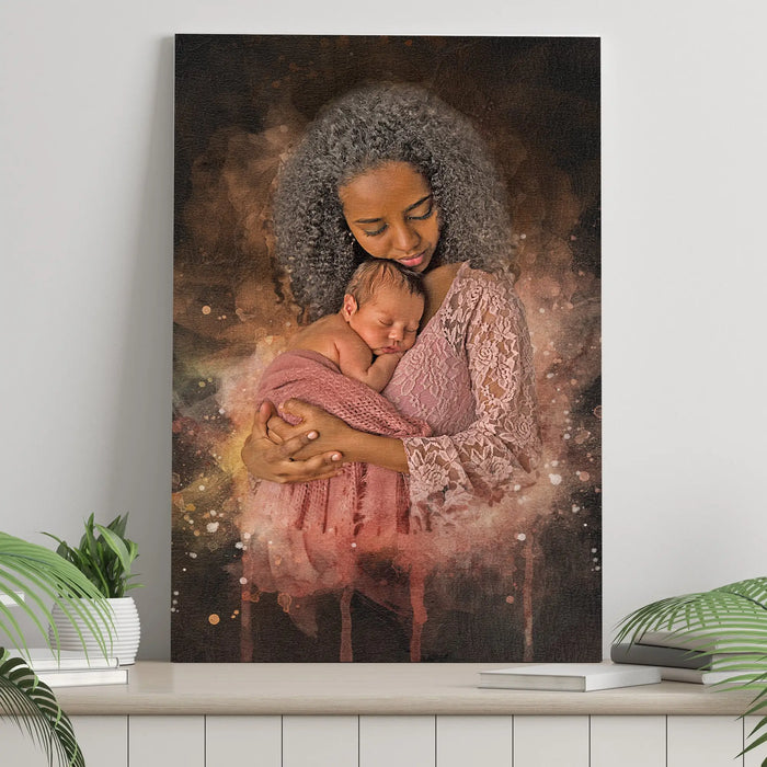 Mother's Day Watercolor Portrait Sign Mother and Child by Tailored Canvases