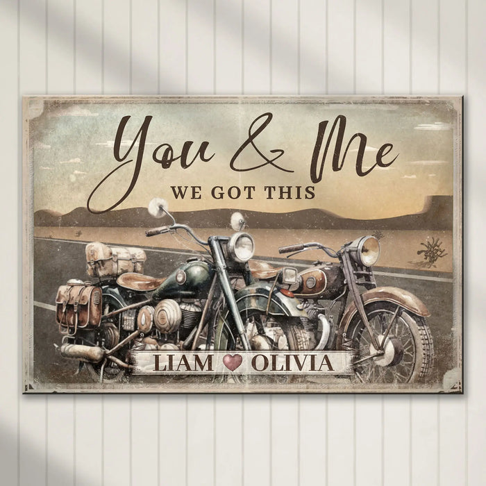 Motorcycle Themed We Got This Couple Sign by Tailored Canvases