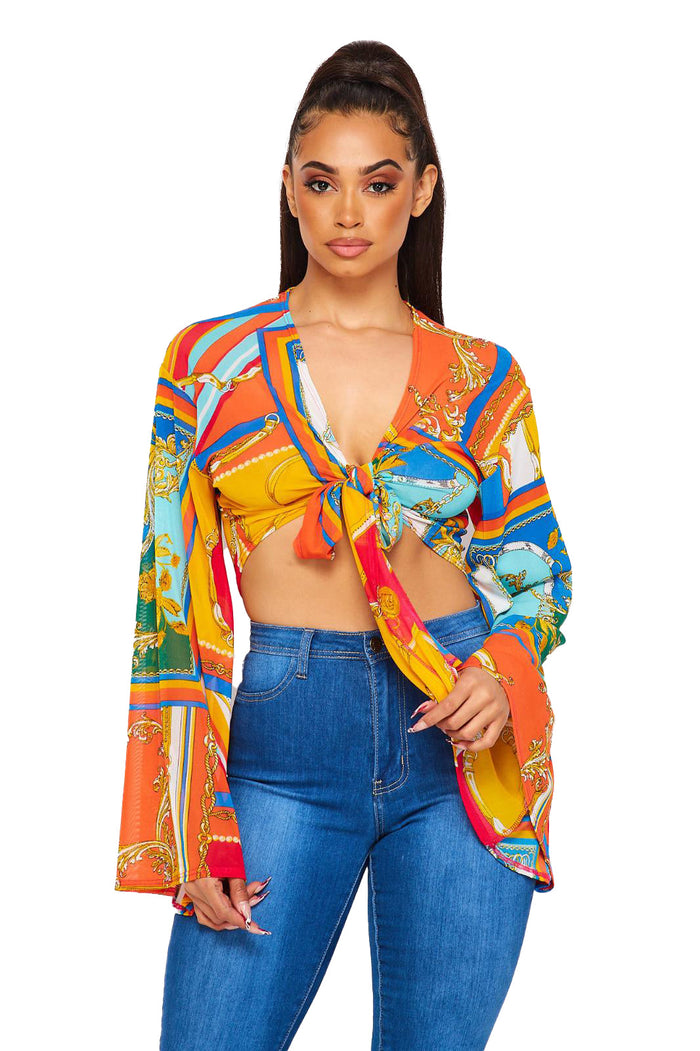Multi Color Wrap Blouse by The House of Stylez